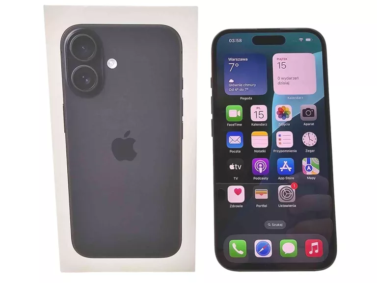 TELEFON APPLE IPHONE 16 512GB BLACK BATERIA 100% - NA CZĘŚCI!