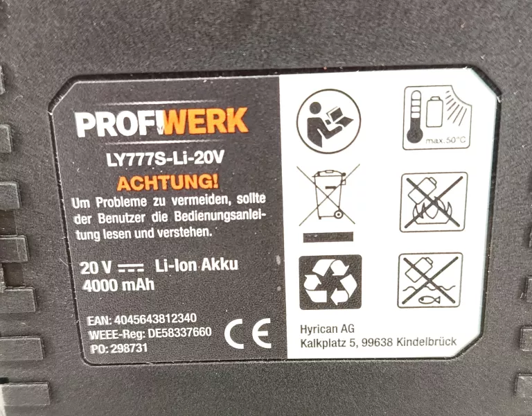 AKUMULATOR PROFIWERK LY777S-LI-20V 4AH