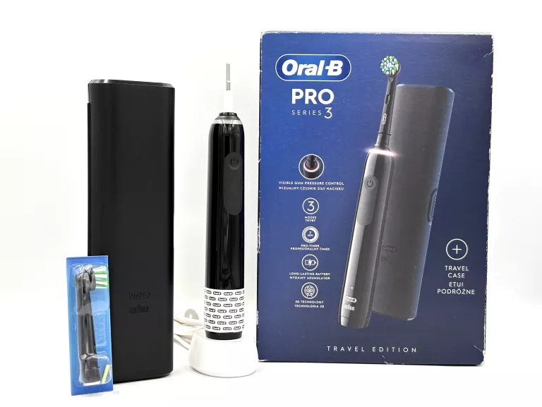 SZCZOTECZKA ELEKTRYCZNA DO ZĘBÓW BRAUN ORAL-B PRO 3 BLACK TRAVEL EDITION