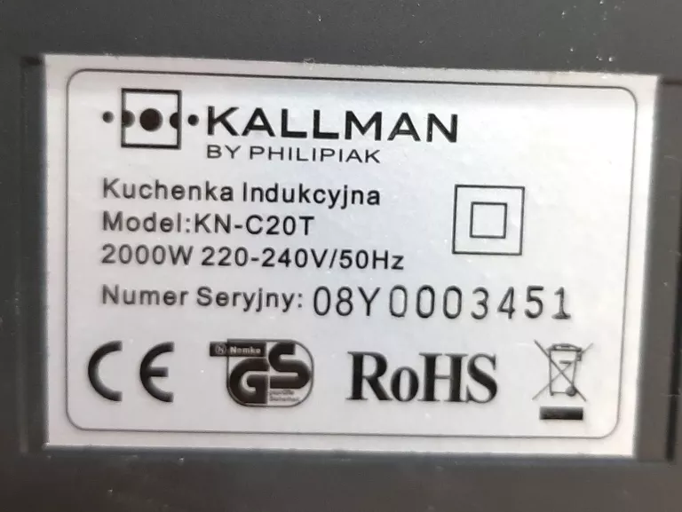 KUCHENKA INDUKCYJNA KALLMAN KN-C20T