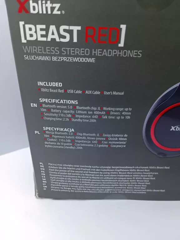 SŁUCHAWKI XBLITZ BEAST RED / PUDEŁKO