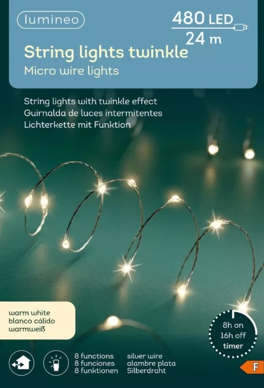 LAMPKI MINI LED OZDOBA MICROLED NA DRUCIKU ZEWNĘTRZNE MIGAJĄCE 480 22M