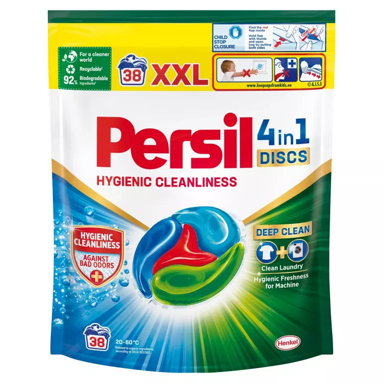 KAPSUŁKI DO PRANIA PERSIL DISCS 4IN1 HYGIENIC CLEANLINESS 38 SZTUK PRAŃ