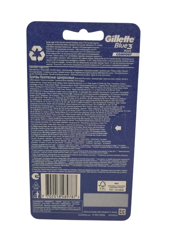 MASZYNKI GILLETTE BLUE 3 PLUS COMFORT 3+1