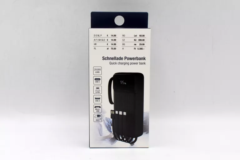 POWERBANK 4 WEJŚCIA DO ŁADOWANIA 20W 20000 MAH MICRO USB-C
