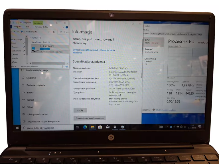 LAPTOP TECHBITE ZIN BIS 14.1"/N3450/4GB/64GB/WIN10
