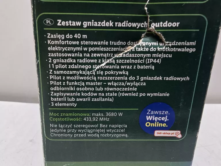 ZESTAW GNIAZDEK ELEKTRYCZNYCH ZDALNIE STEROWANYCH PARKSIDE 2SZT + PILOT