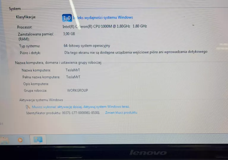LAPTOP LENOVO G580  500GB 3GB + ZASILACZ