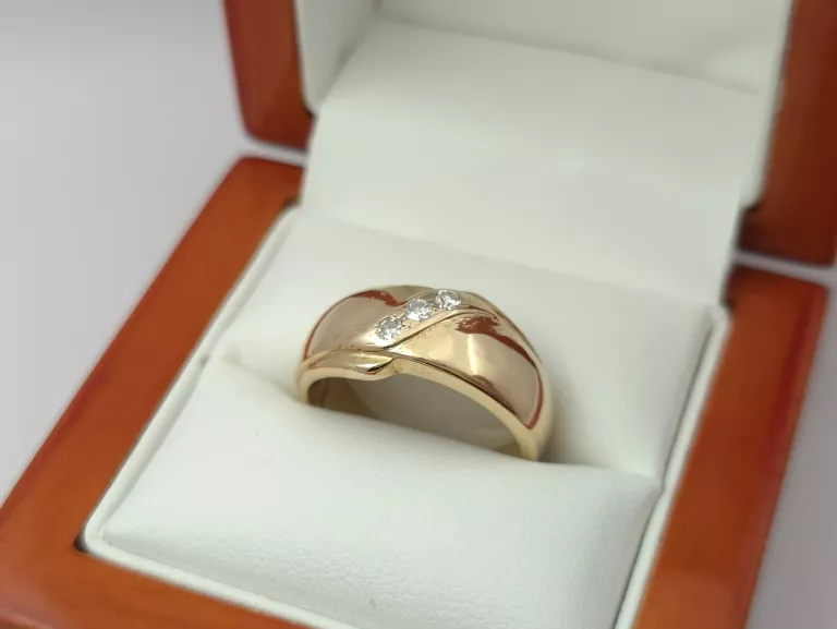ZŁOTY PIERŚCIONEK Z DIAMENTAMI - 585 14K R.15 5,47G CERT