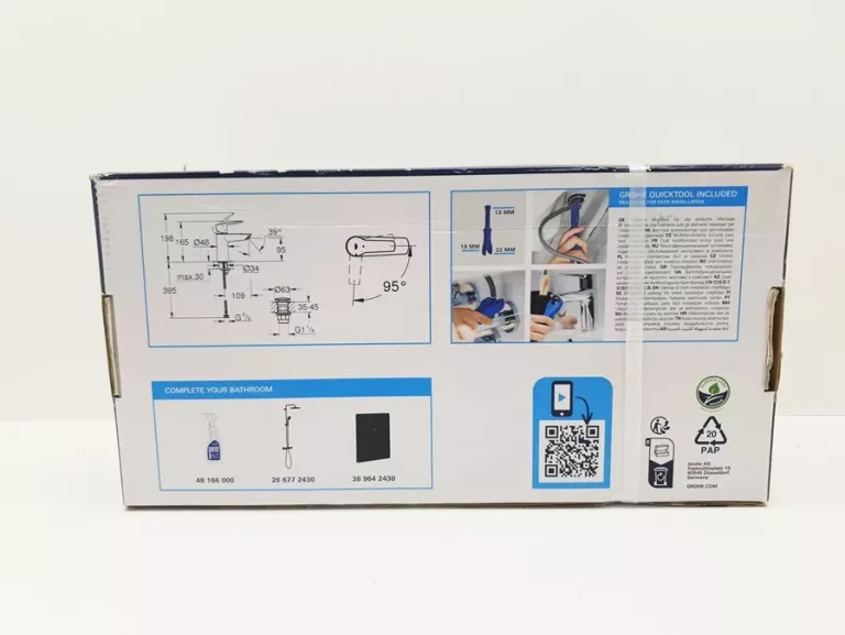 BATERIA UMYWALKOWA STOJĄCA QUICKFIX CZARNY MAT GROHE START Z KORKIEM