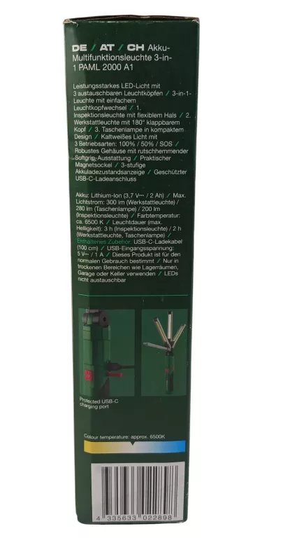 PARKSIDE AKUMULATOROWA LATARKA LED 3W1 LAMPKA WARSZTATOWA
