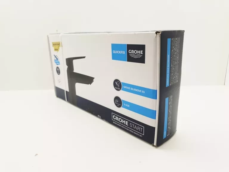 BATERIA UMYWALKOWA STOJĄCA QUICKFIX CZARNY MAT GROHE START Z KORKIEM
