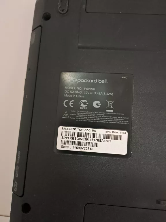 LAPTOP PACKARD BELL P5WS6 + ZASILACZ