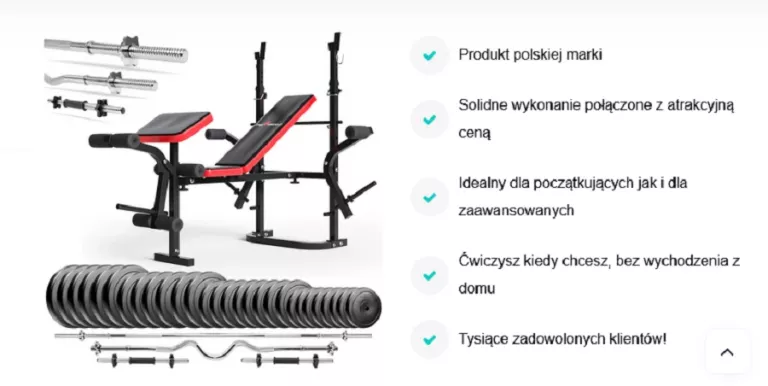 ZESTAW DO ĆWICZEŃ SIŁOWYCH Z ŁAWKĄ TRENINGOWĄ PH2132 + GRYFY I OBCIĄŻENIE