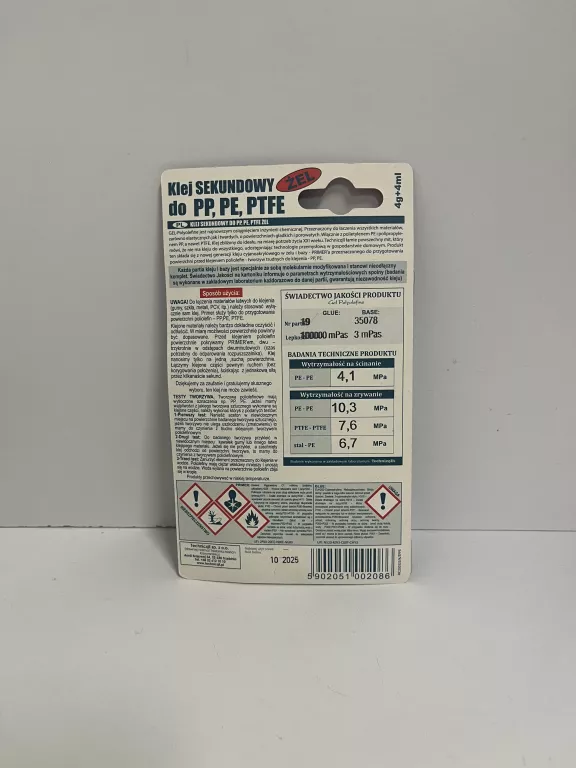 KLEJ DO POLIETYLENU POLIPROPYLENU TEFLONU ŻEL 4G+4ML TECHNICQLL