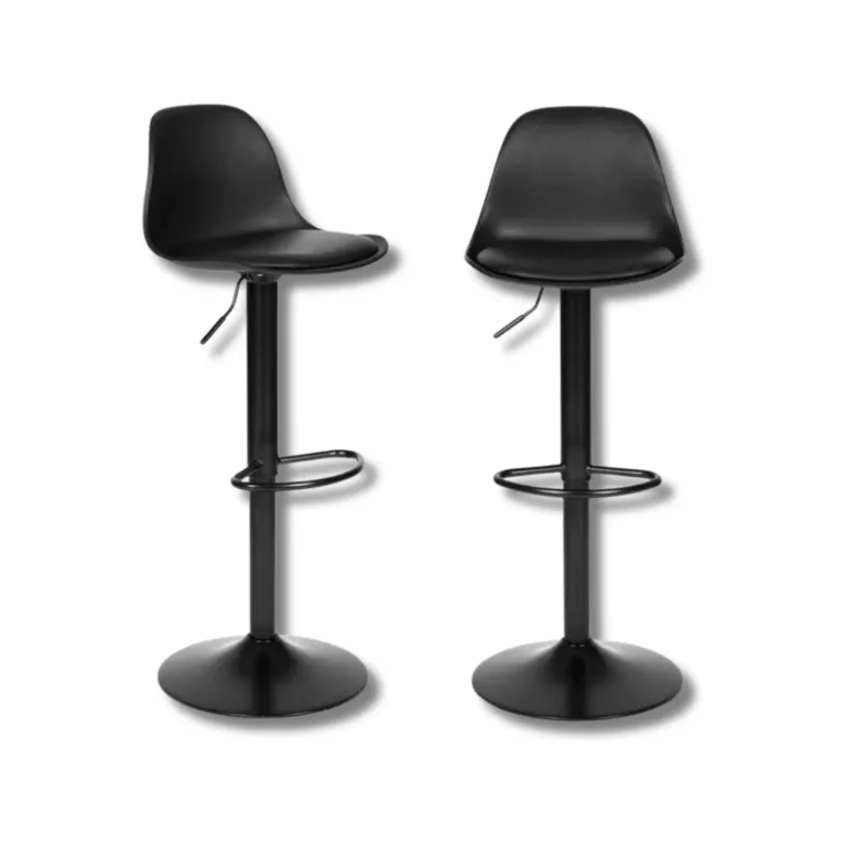 KRZESŁO BAROWE HOKER EKOSKÓRA OBROTOWE CZARNE NOWOCZESNY DESIGN KUCHNIA X2