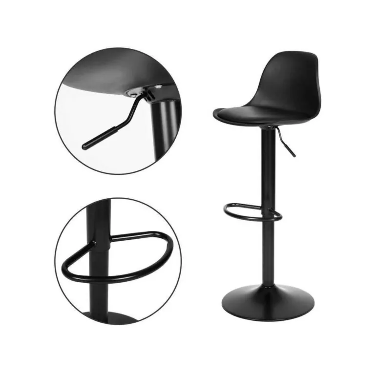 KRZESŁO BAROWE HOKER EKOSKÓRA OBROTOWE CZARNE NOWOCZESNY DESIGN KUCHNIA X2