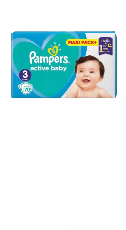 PIELUSZKI PAMPERS ACTIVE BABY ROZMIAR 3 70 SZT. 8001090948656