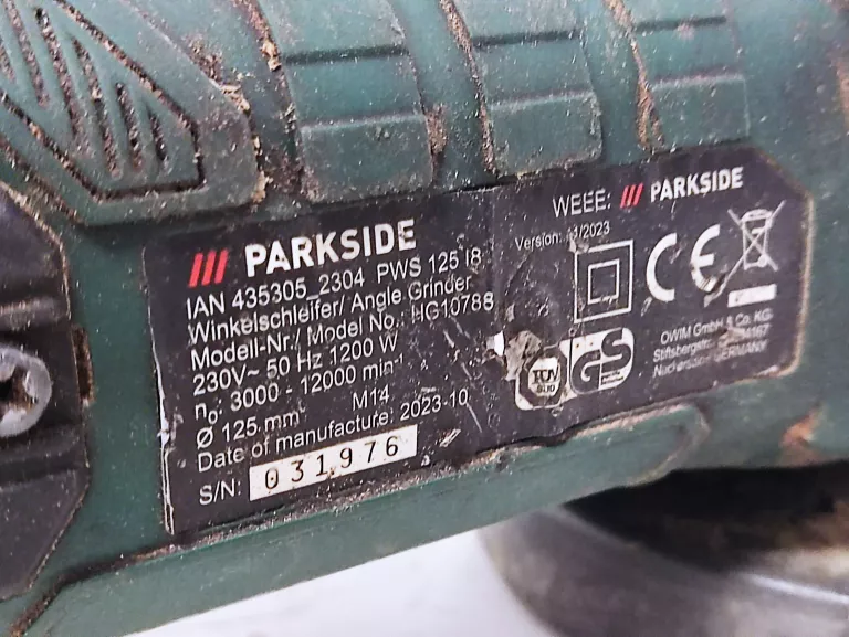 SZLIFIERKA PARKSIDE PWS 125 I8 1200W 3000-12000MIN