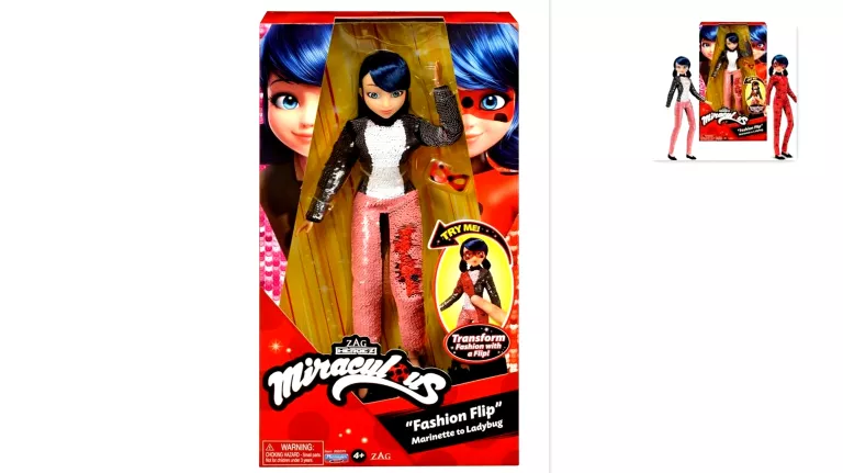 LALKA MIRACULOUS: BIEDRONKA I CZARNY KOT PLAYMATES TOYS FASHION FLIP 26 CM