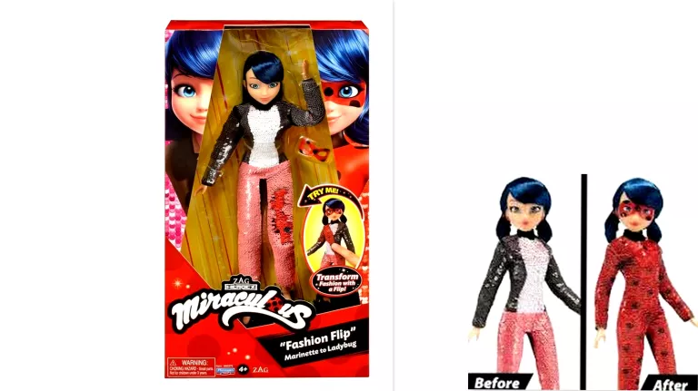 LALKA MIRACULOUS: BIEDRONKA I CZARNY KOT PLAYMATES TOYS FASHION FLIP 26 CM