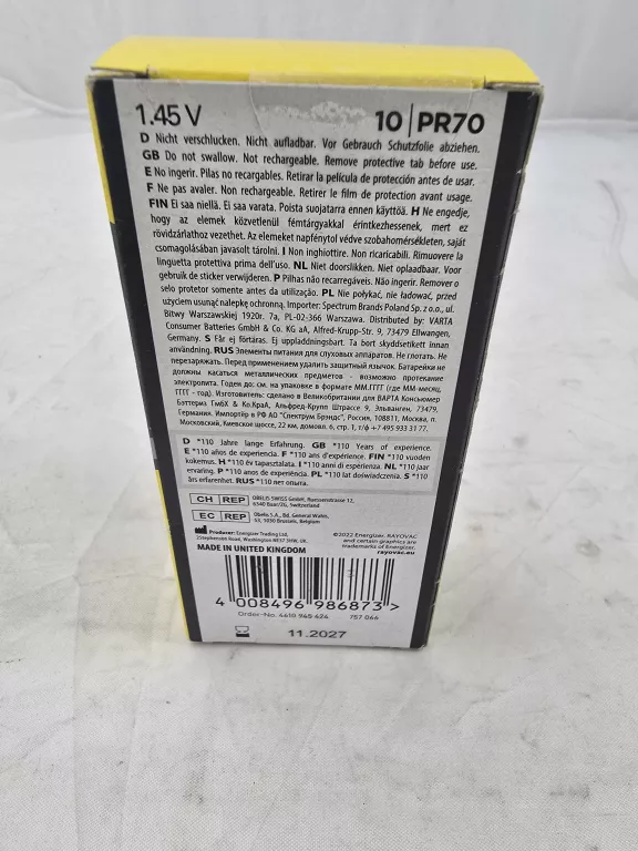 BATERIA DO APARATÓW SŁUCHOWYCH RAYOVAC 10 24 SZT.