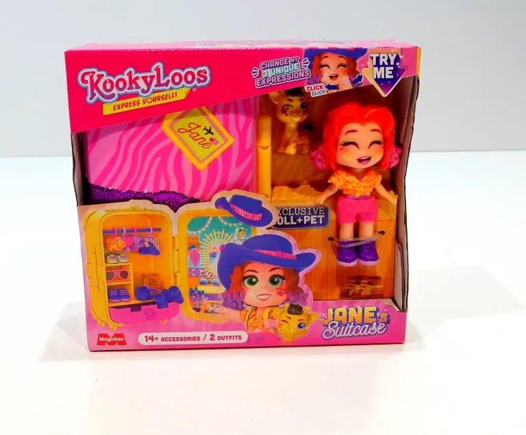 KOOKYLOOS LALKA JANE Q AKCESORIA WALIZKA ZWIERZĄTKO FIGURKA 2 STOJE