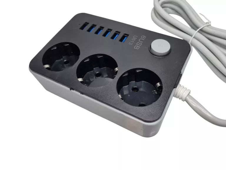 LISTWA ZASILAJĄCA 3 GNIAZDA + 6X USB *PRZEDŁUŻACZ* 1,8M