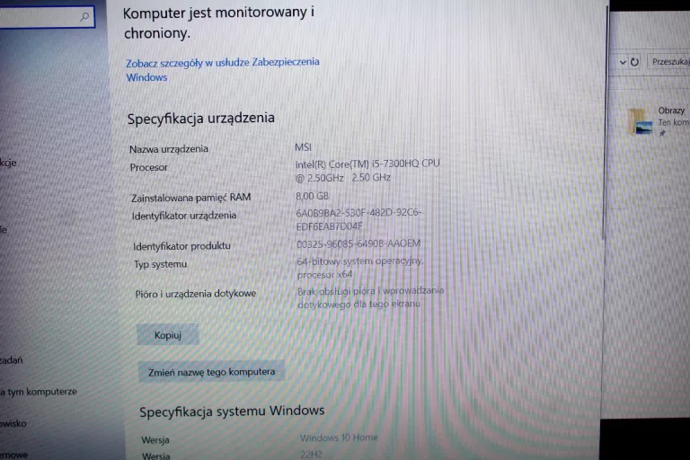 LAPTOP MSI GL62 I5-7300 8GB/128GB+1TB GTX 1050