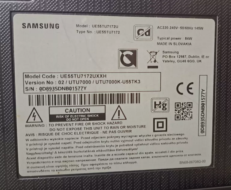 TELEWIZOR SAMSUNG UE55TU7172U / 55" CRYSTAL UHD SMART TV