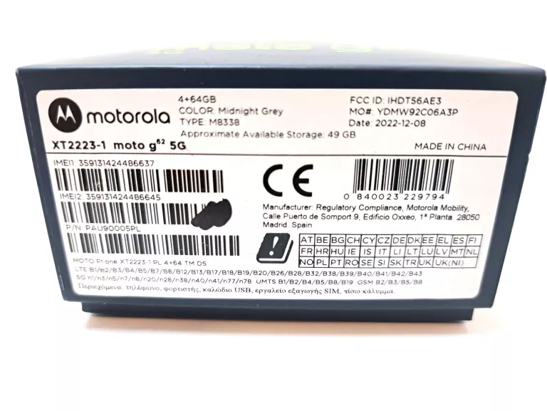 SMARTFON MOTOROLA MOTO G62 5G 4 GB / 64 GB 5G SZARY