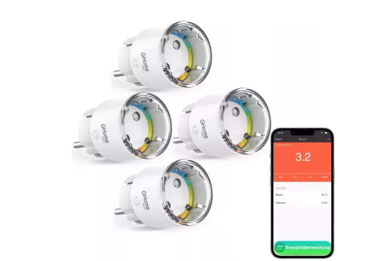 INTELIGENTNE GNIAZDKO WI-FI 16 A, 4 SZTUKI, ALEXA GOOGLE HOME