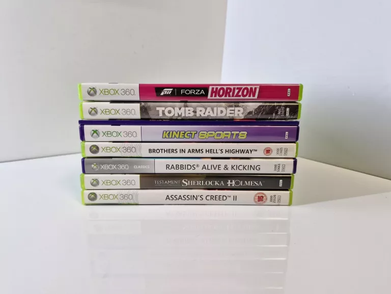 KONSOLA XBOX 360 E 500GB KOMPLETNA KINECT PAD + 8 GIER KARTON ŁADNA FORZA