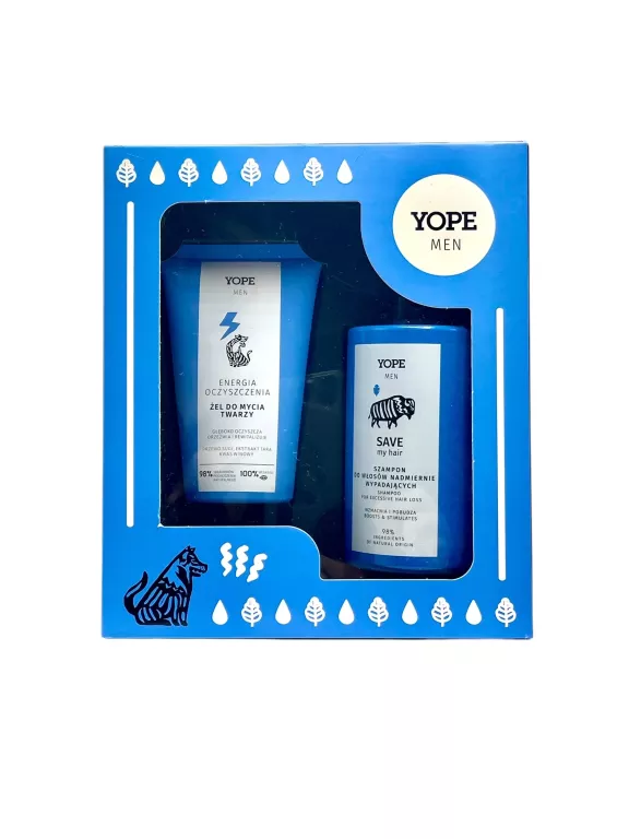YOPE ZESTAW DLA MĘŻCZYZN| ŻEL DO MYCIA TWARZY 150ML| KREM NAWILŻAJĄCY 50ML