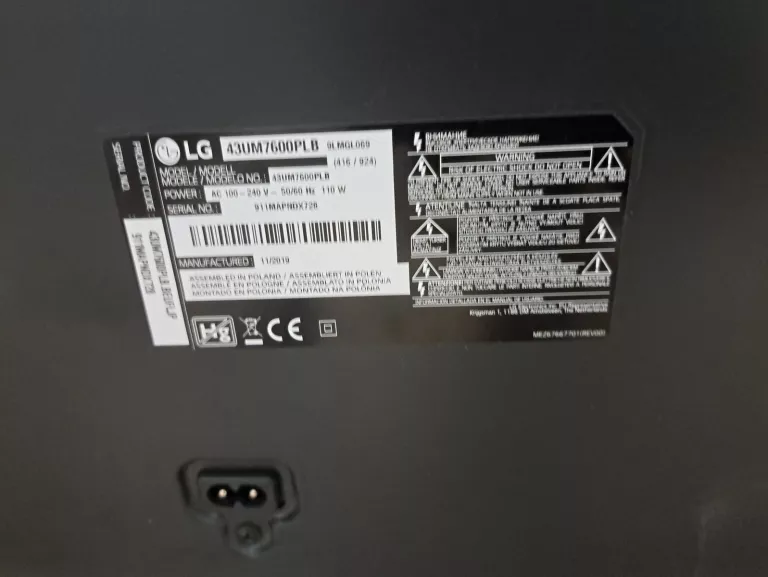 TELEWIZOR LG 43" 4K SMART TV Z CINEMA HDR AI 43UM7600