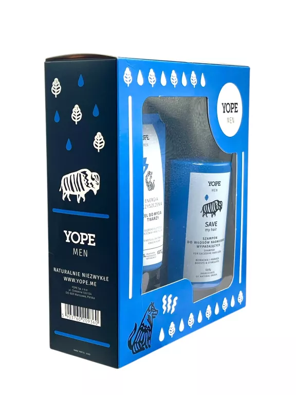 YOPE ZESTAW DLA MĘŻCZYZN| ŻEL DO MYCIA TWARZY 150ML| KREM NAWILŻAJĄCY 50ML