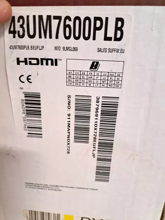 TELEWIZOR LG 43" 4K SMART TV Z CINEMA HDR AI 43UM7600
