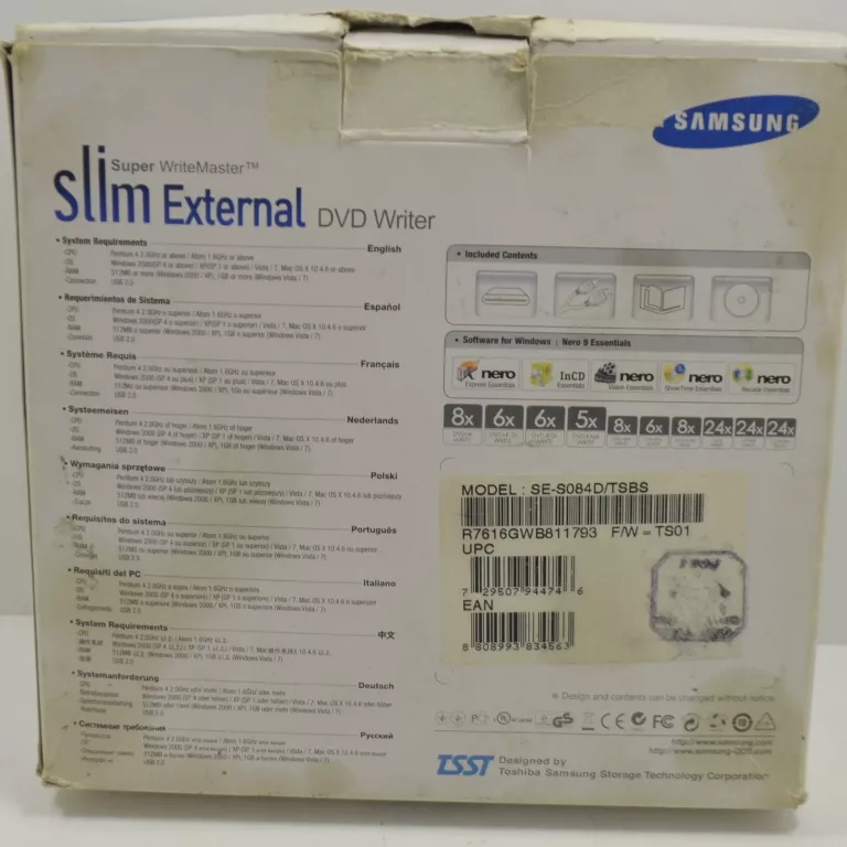 NAGRYWARKA SAMSUNG SLIM EXTERNAL DVD WRITER SE-S084