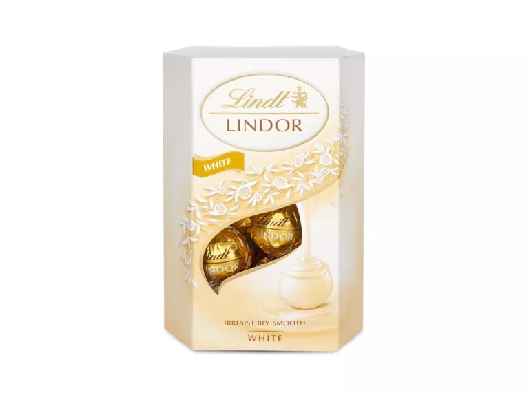 LINDT LINDOR WHITE PRALINY CZEKOLADOWE Z BIAŁEJ CZEKOLADY 200G