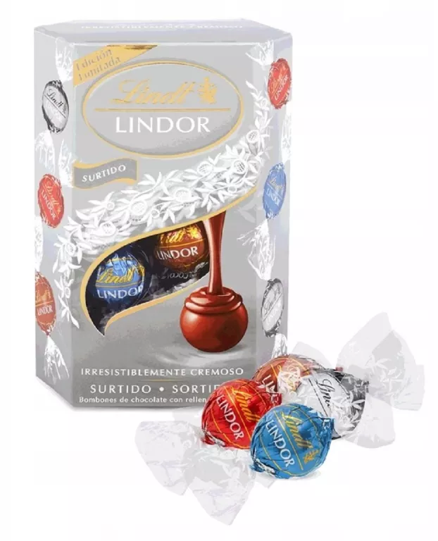 LINDT LINDOR PRALINKI SILVER MIX 4 SMAKÓW PRALINY Z NADZIENIEM 200G