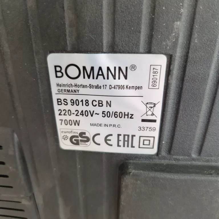 ODKURZACZ BOMANN BS 9016 700W