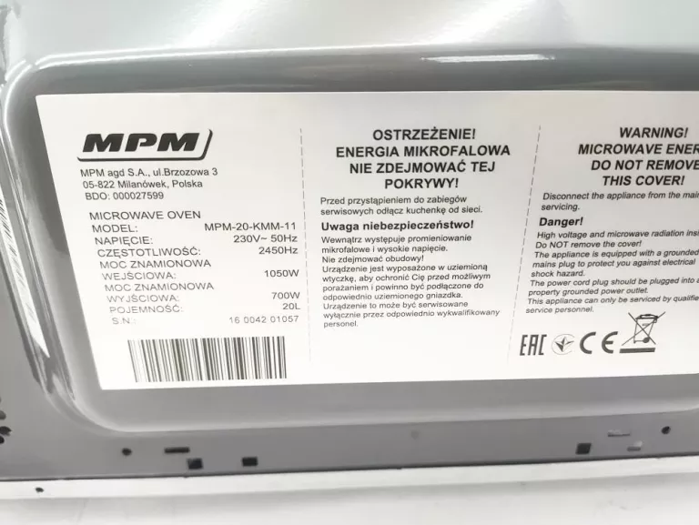 KUCHENKA MIKROFALOWA MPM-20-KMM-11