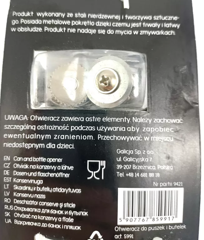 OTWIERACZ DO PUSZEK I BUTELEK PRACTICIO GALICJA