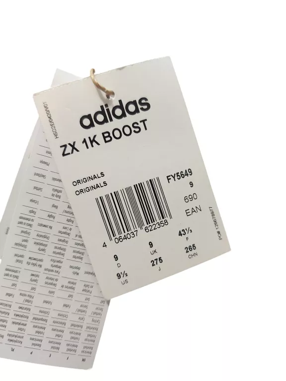 BUTY SNEAKERSY SPORTOWE ADIDAS ZX 1K BOOST FY5649 ORIGINALS ROZM. 43 1/3