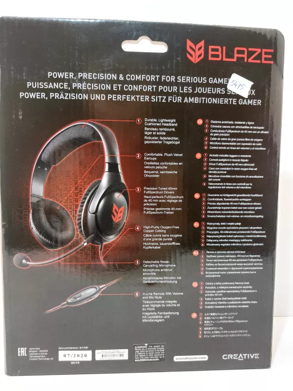 CREATIVE SOUND BLASTER BLAZE SŁUCHAWKI GAMINGOWE
