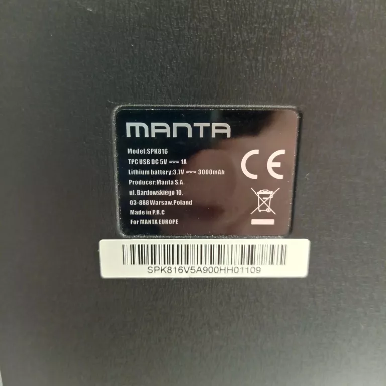 GŁOŚNIK BLUETOUTH MANTA SPK 816 OKAZJA!