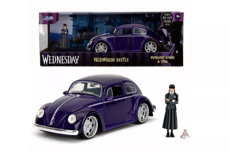 JADA TOYS WEDNESDAY POJAZD VOLSWAGEN BEETLE Z FIGURKĄ 1:24