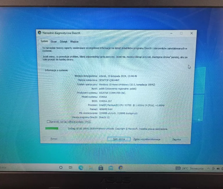 LAPTOP ASUS R540SA ŁADOWARKA