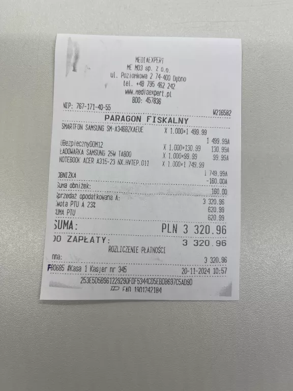 LAPTOP ACER ASPIRE 3 A315-23-R62C GW 20-11-2024 +LAD PUD