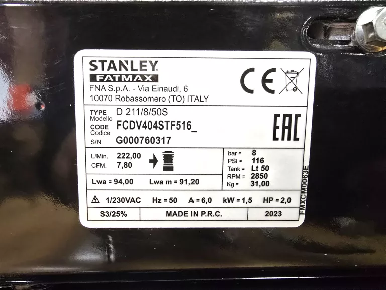 KOMPRESOR STANLEY FATMAX D211/8/50S